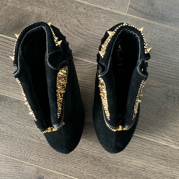 Alba - black & gold high heeled boots size 7 - Picture 5 of 7